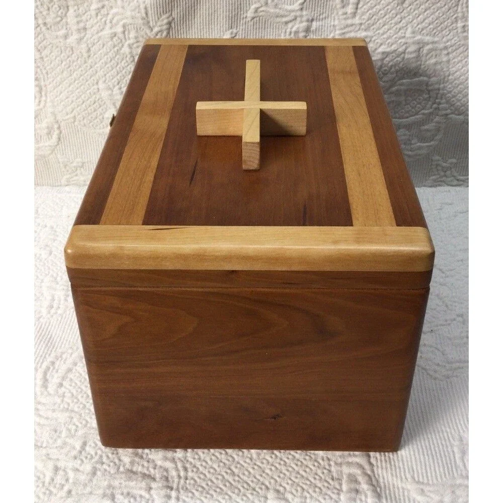 Handmade Wood Cremation Urn Study Made In USA Solid Wood Brass Hardware Adult